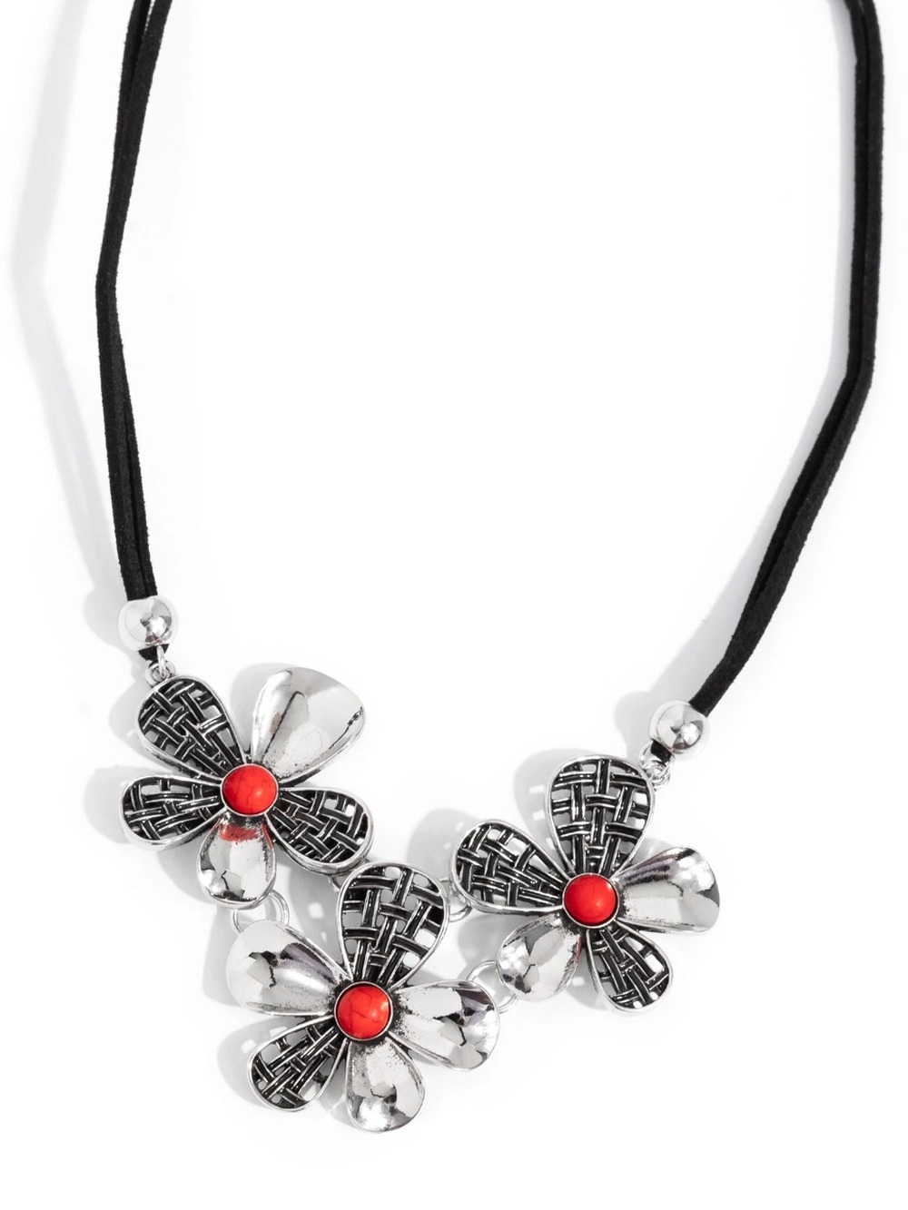 Silver Floral Trio Necklace